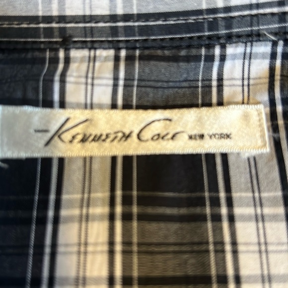 Kenneth Cole black white plaid men’s shirt LG - Picture 4 of 5